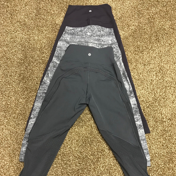 lululemon athletica Pants - Lot of 3 Lululemon Tights Gray Purple B&W Size 4